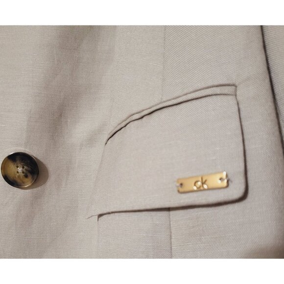 Calvin Klein Womens Linen-Blend Blazer Open Front Tan Size 22W- Business Casual - Picture 5 of 10